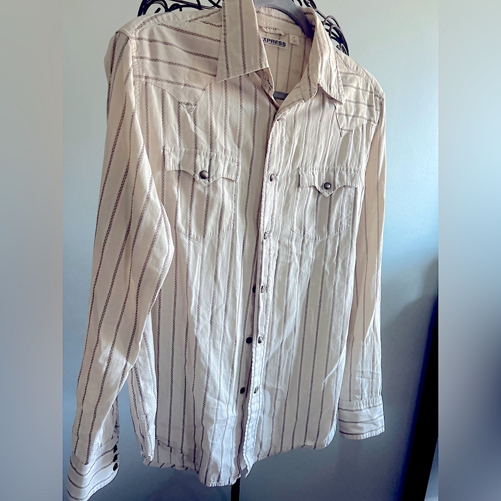 Express Mens Western snap Front precision fit size medium shirt
